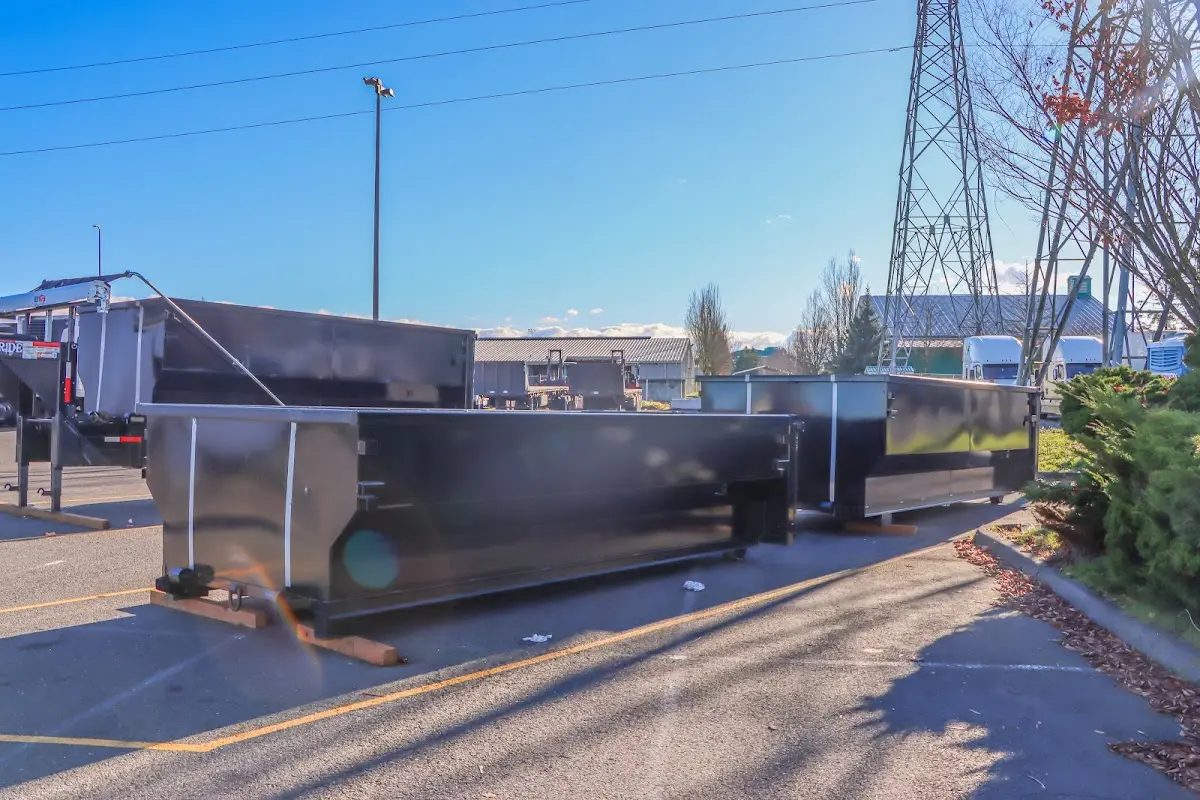 Roll-off dumpster ready for waste disposal at job site for Concrete Dumpster Rental in St. Peters